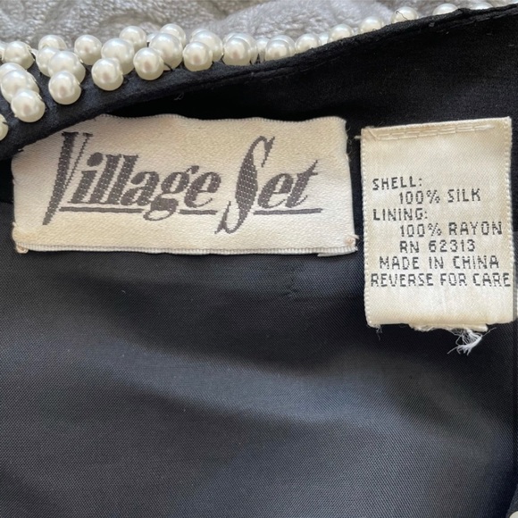 Beaded Silk Open Jacket All Over Pearl Embellished Formal Vintage Women Size L - Picture 9 of 10